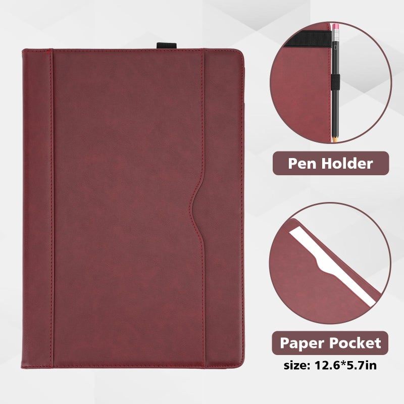 TT TYTX TYTX Compatible with MacBook Pro Leather Case 13 Inch 2016-2022 (A1989 A1706 A1708 A2159 A2289 A2251 A2338 M1 M2) Laptop Sleeve Protective Folio Book Cover (New MacBook Pro 13", Wine Red) - Image 5